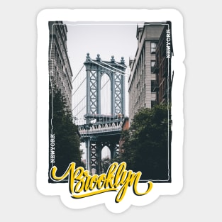 Brooklyn bridge / Typography (Cursive) Sticker